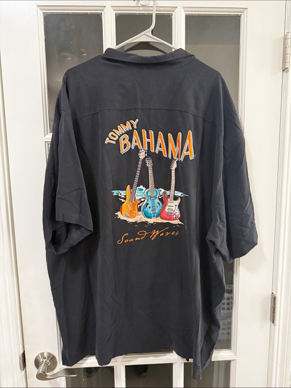 Tommy Bahama Black Short-Sleeve Guitar Graphic Polo